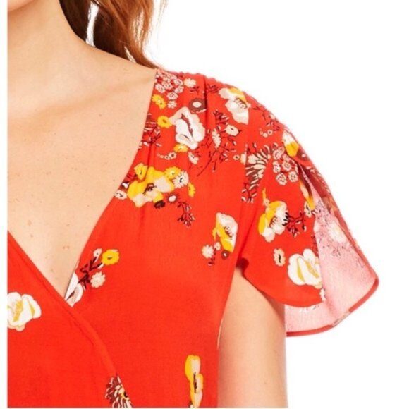 Free People Jess Red Floral Wrap Maxi Dress | Size‎ Small - Picture 4 of 8